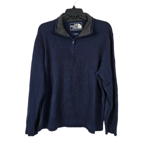 The North Face Mens Large Blue Long Sleeve Pullover Sweater Quarter Zip Layer - Picture 1 of 6